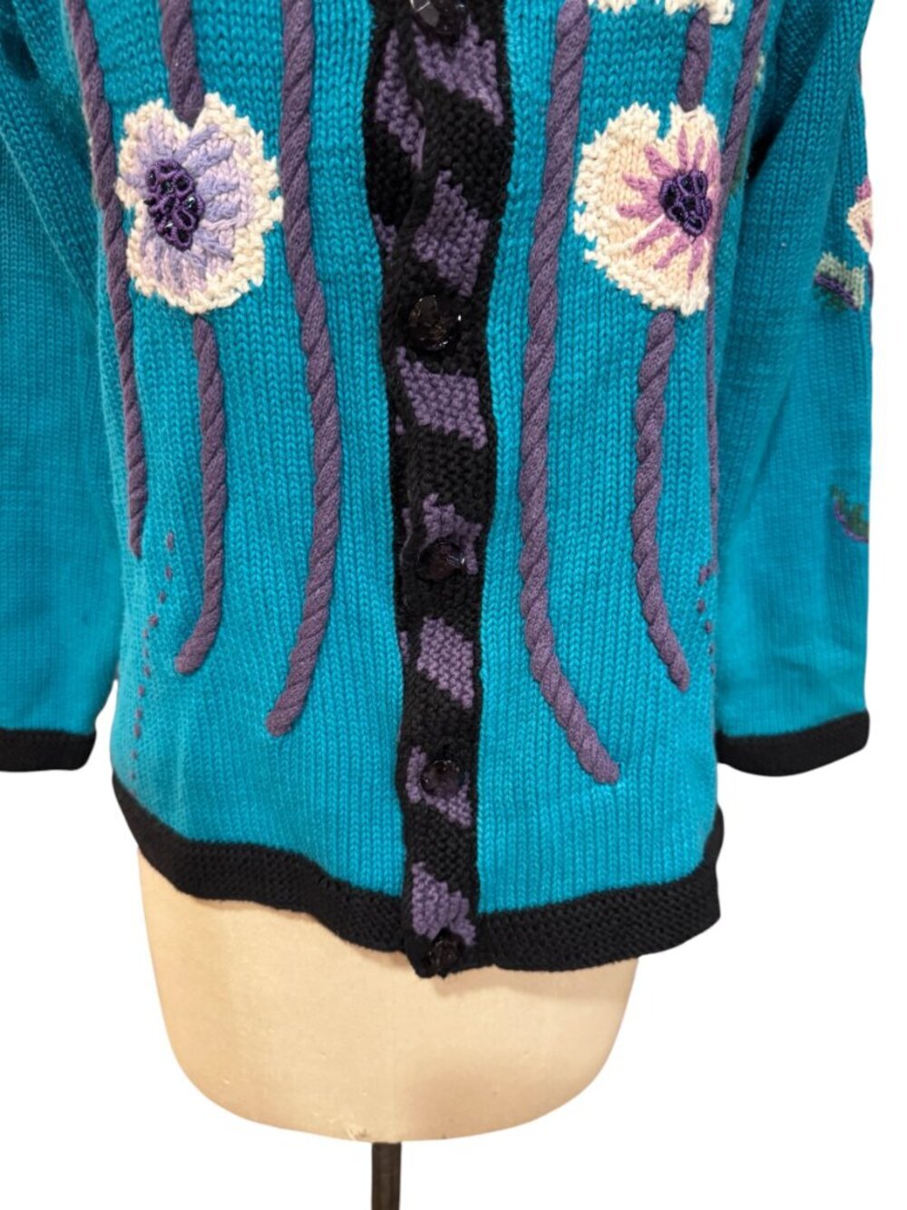 Vintage Storybook Knits Floral Cardigan Cottagecore Grandma Sweater M - Picture 4 of 7